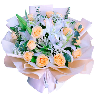荆门16朵香槟玫瑰2支百合，爱的温暖和幸福