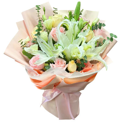 荆门10朵玫瑰百合混搭，爱是难忘时刻