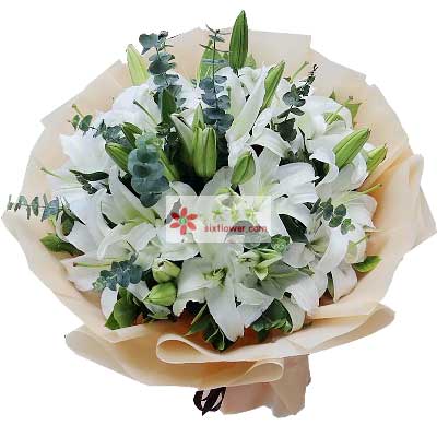 荆门9支白色多头百合，祝福你幸福