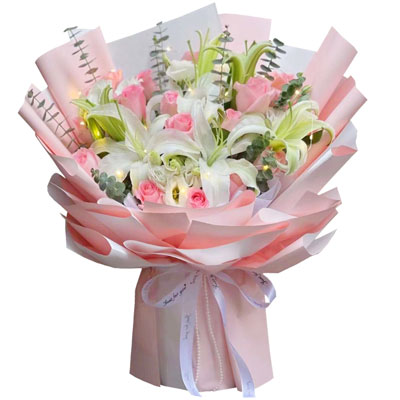 荆门16朵粉玫瑰百合，感情稳定坚固