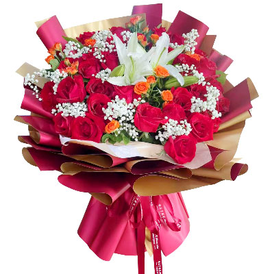 荆门33朵红玫瑰百合，爱如同花般绽放